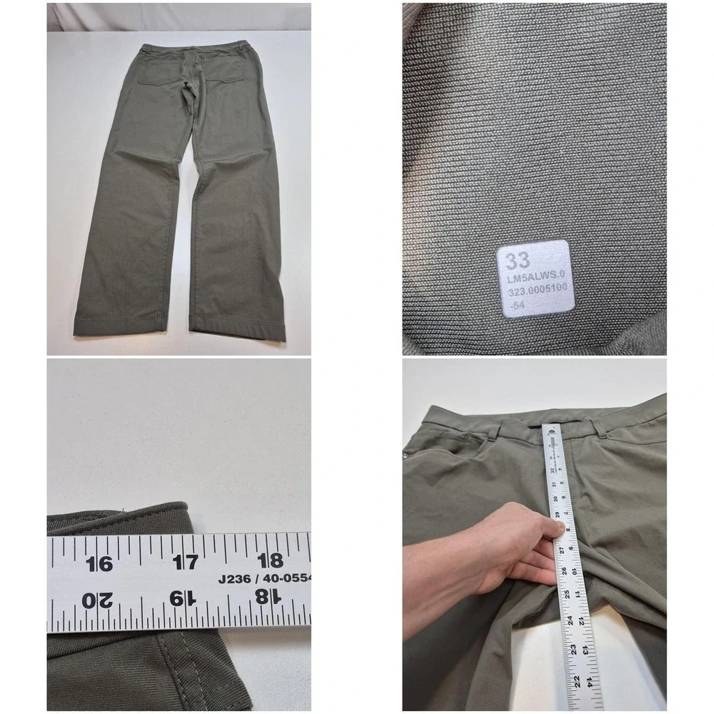 ABC Slim-Fit 5 Pocket Pant 33x30 Green Chino Straight Casual Stretch FLAW